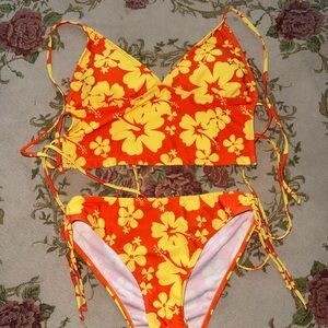 Floral Orange and Yellow Bikini Set